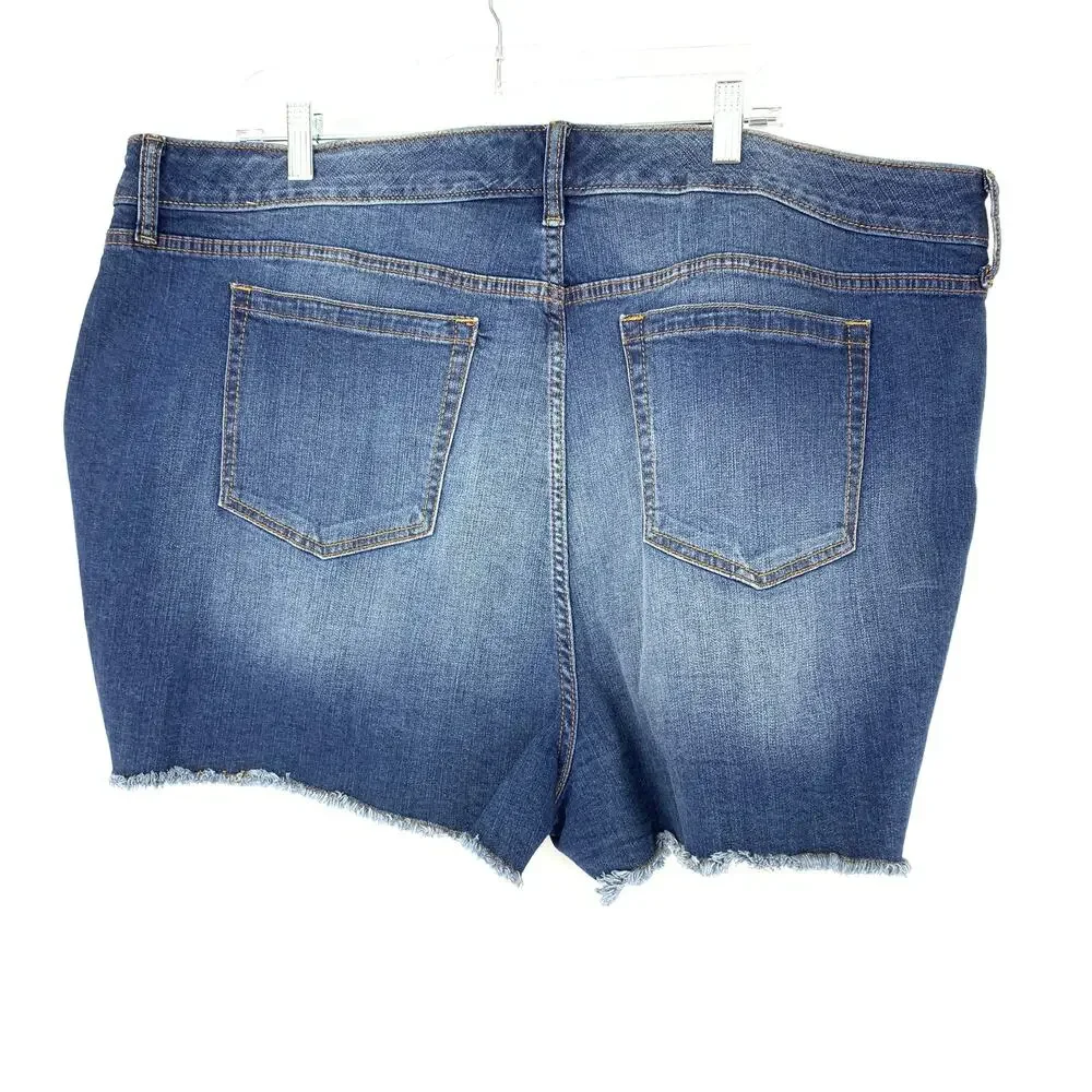 Torrid Shorts Women's Size 26 Metallic Stripe Davenport Denim Cut-Off Frayed Hem